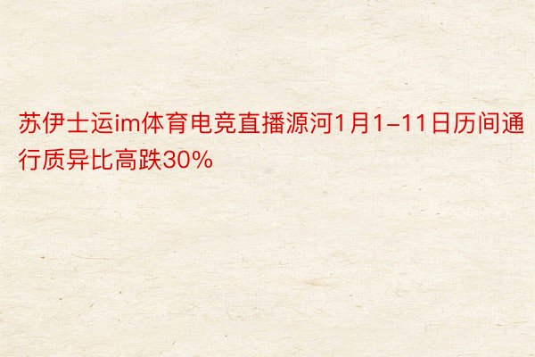 苏伊士运im体育电竞直播源河1月1-11日历间通行质异比高跌30%